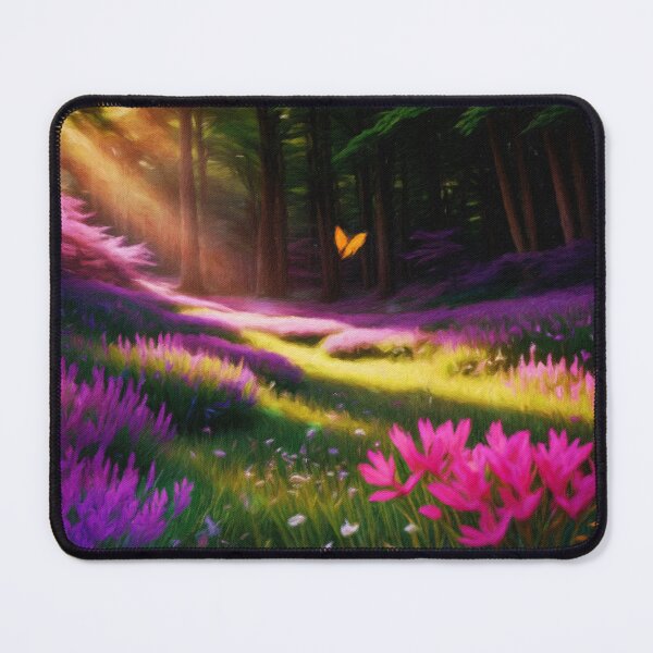 Item preview, Bosque mágico iluminado por el sol con flores silvestres y mariposas designed and sold by Zeph1.