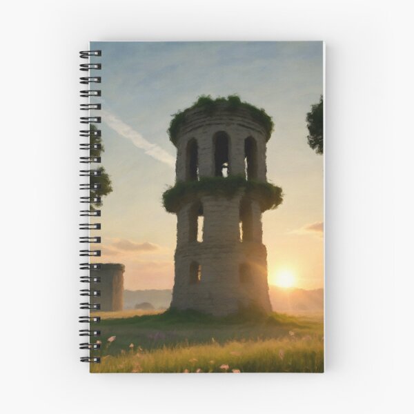 Item preview, Ancient Tower at Sunrise in Dreamy Meadow designed and sold by Zeph1.