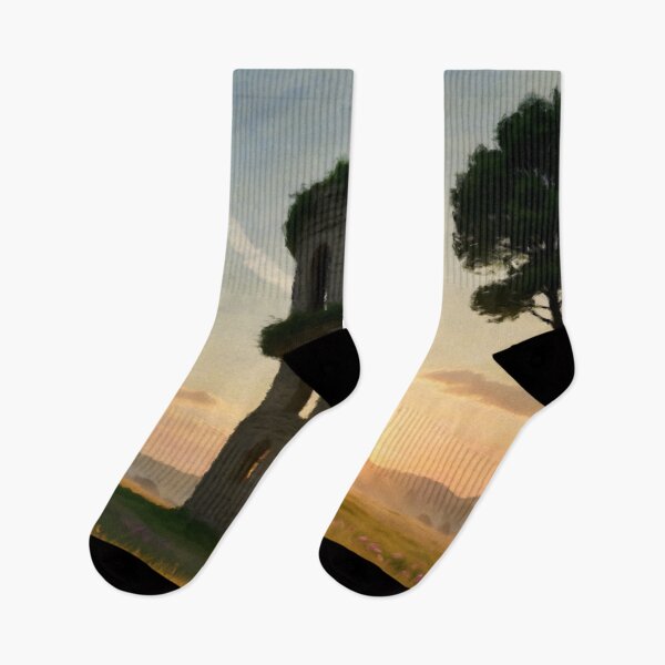 Item preview, Ancient Tower at Sunrise in Dreamy Meadow designed and sold by Zeph1.