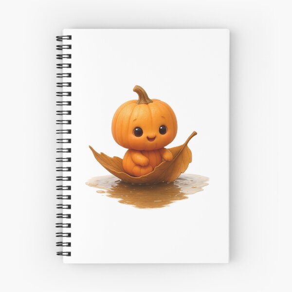 Item preview, Cute Pumpkin on Leaf Boat | Kawaii Whimsical Thanksgiving Fun Art designed and sold by Moons Studio.