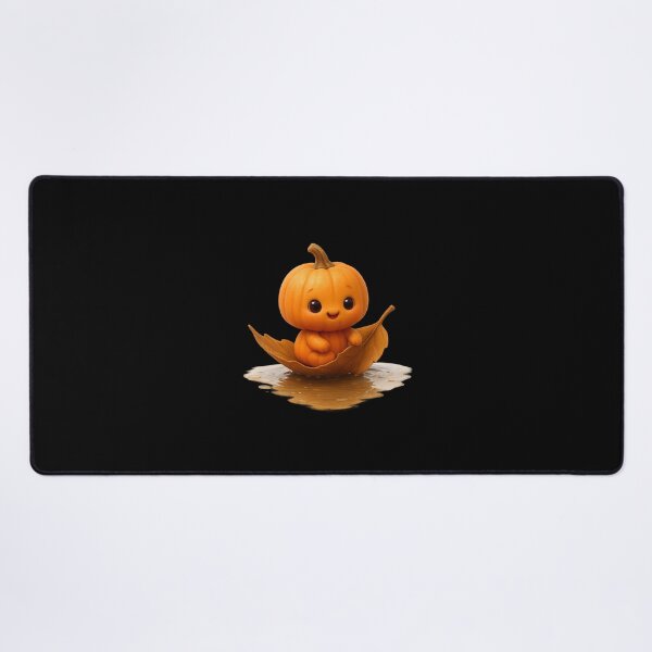 Item preview, Cute Pumpkin on Leaf Boat | Kawaii Whimsical Thanksgiving Fun Art designed and sold by Moons Studio.