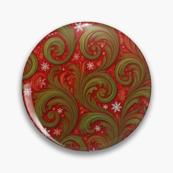 Artikelvorschau, Elegantes Weihnachtsmotiv mit Blättermuster – rote und grüne Wirbel mit Schneeflocken und festlichem Charme entworfen und verkauft von PixelVibe782.