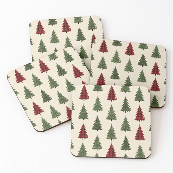 Item preview, Plaid Christmas Trees Pattern – Red and Green Tree Design on Beige Background designed and sold by PixelVibe782.