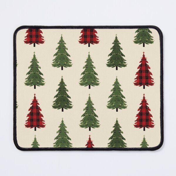 Item preview, Plaid Christmas Trees Pattern – Red and Green Tree Design on Beige Background designed and sold by PixelVibe782.