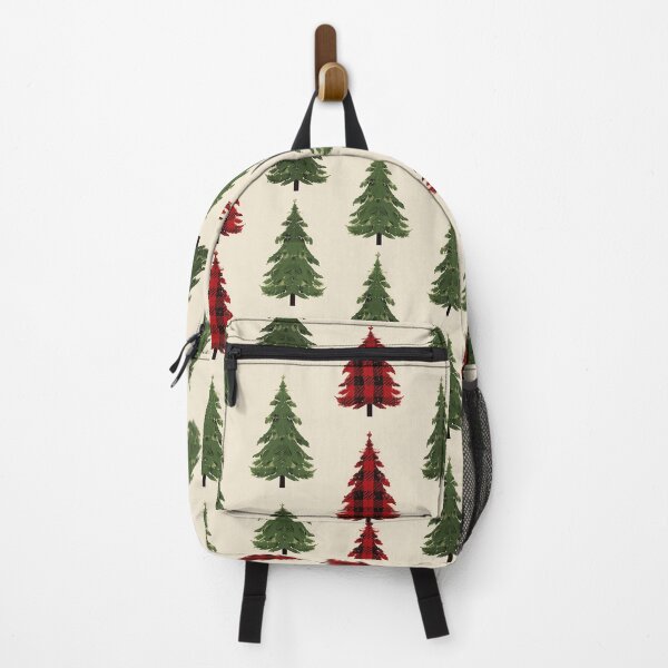 Item preview, Plaid Christmas Trees Pattern – Red and Green Tree Design on Beige Background designed and sold by PixelVibe782.