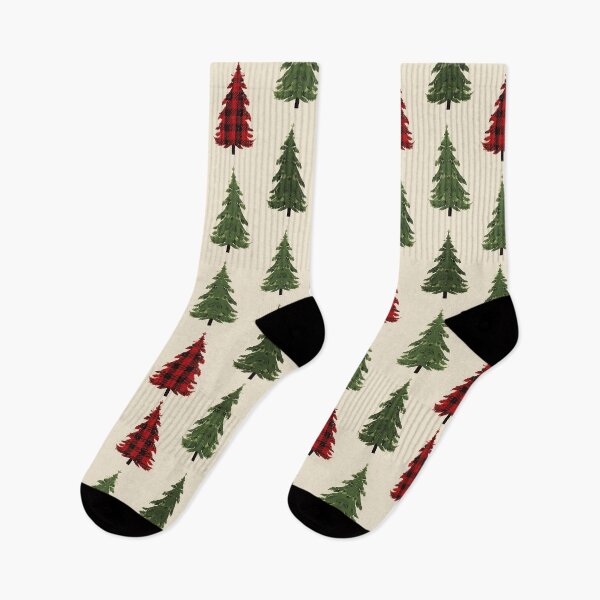 Item preview, Plaid Christmas Trees Pattern – Red and Green Tree Design on Beige Background designed and sold by PixelVibe782.