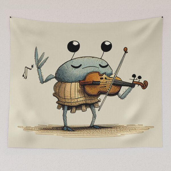 Item preview, Cute Crab Alien Playing Violin designed and sold by PaintbrushPlace.
