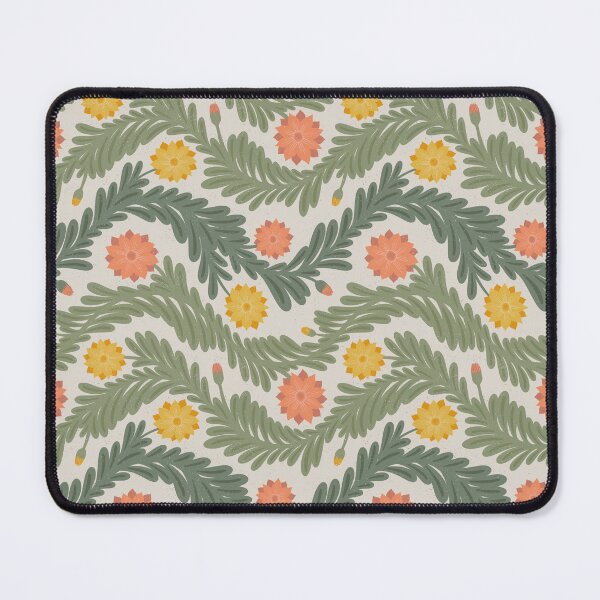 Item preview, Vintage chevron florals in saffron yellow coral orange and artichoke green designed and sold by Larissa Yeung Fung.