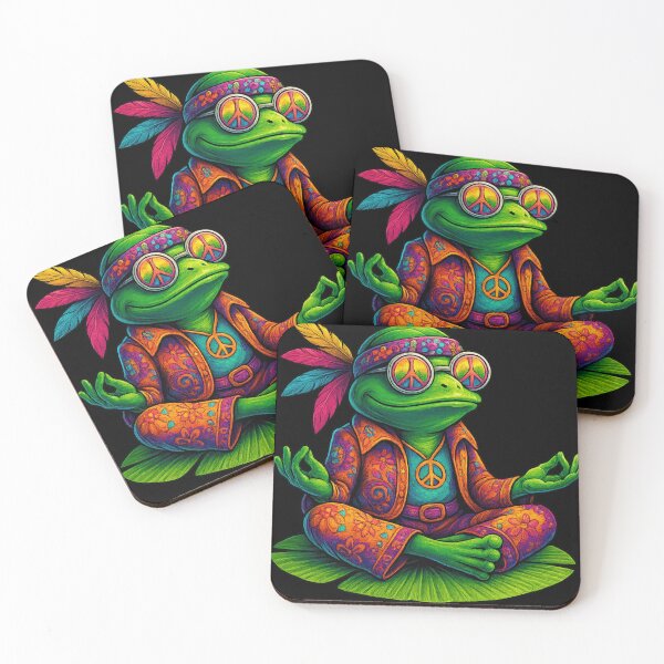 Item preview, Meditating Hippie Frog Zen Yoga Peace Sign Psychedelic designed and sold by haitrieuic96.
