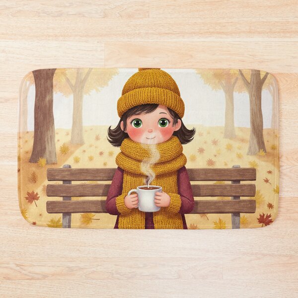 Item preview, Autumn Warmth – Cozy Girl with Hot Cocoa, Whimsical Fall Illustration designed and sold by Whimsical Hug.