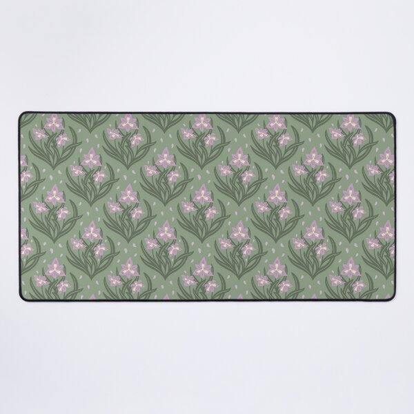 Item preview, Vintage diamond florals in artichoke green and lilac purple designed and sold by Larissa Yeung Fung.