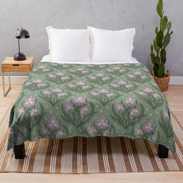 Item preview, Vintage diamond florals in artichoke green and lilac purple designed and sold by Larissa Yeung Fung.