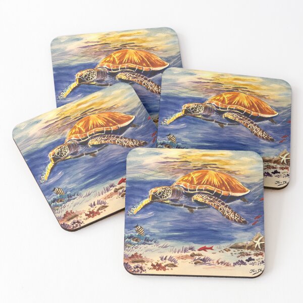 Item preview, “Hanging with the Fishes, Hawksbill Sea Turtle”“Fishes playfully surround sea turtles.” designed and sold by SeaTurtleRock.