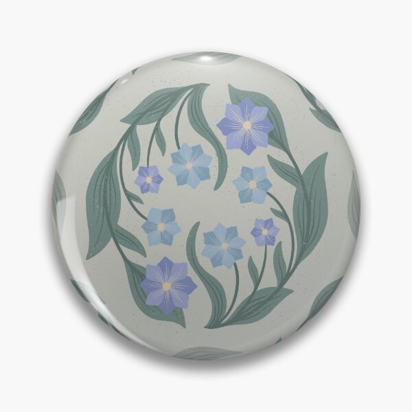 Item preview, Vintage octagon florals in cream lilac baby blue teal and grey designed and sold by Larissa Yeung Fung.