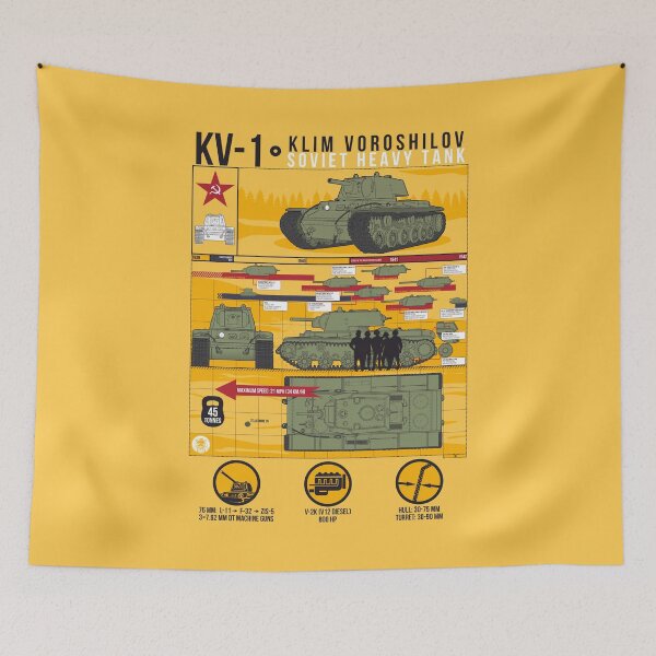 Item preview, For the KV-1 Tank Enthusiast - Detailed Yellow Infographic with Turret Evolution Timeline designed and sold by FAawRay.