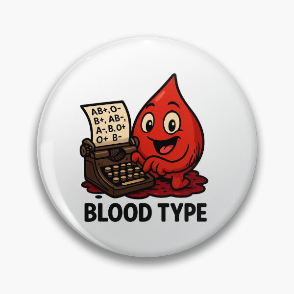 Item preview, Blood Type – Cute Cartoon Blood Drop with Typewriter designed and sold by HelpHaha.