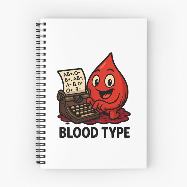 Item preview, Blood Type – Cute Cartoon Blood Drop with Typewriter designed and sold by HelpHaha.