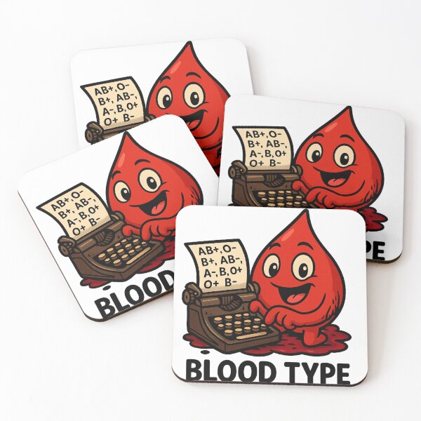 Item preview, Blood Type – Cute Cartoon Blood Drop with Typewriter designed and sold by HelpHaha.