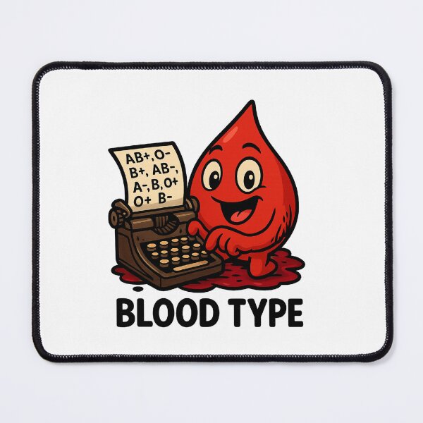 Item preview, Blood Type – Cute Cartoon Blood Drop with Typewriter designed and sold by HelpHaha.