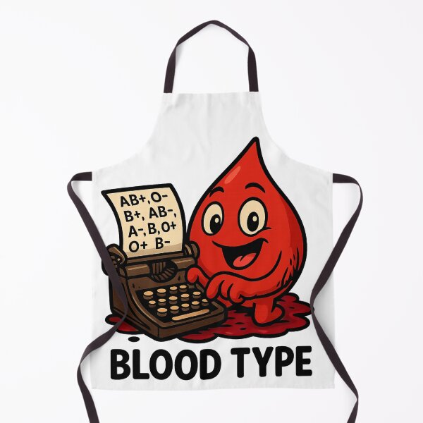Item preview, Blood Type – Cute Cartoon Blood Drop with Typewriter designed and sold by HelpHaha.