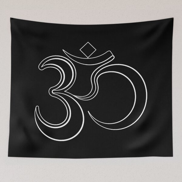 Item preview, White Om Symbol – Aum Crescent – One Line Drawing designed and sold by altandesign.