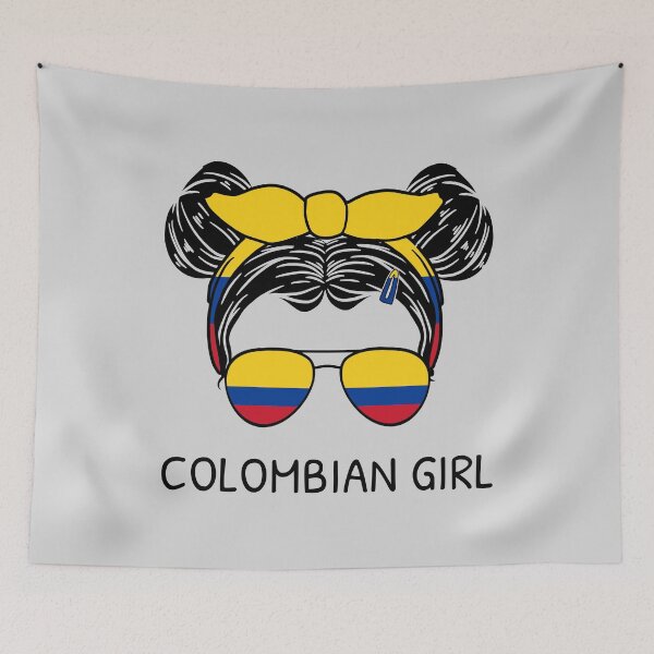 Item preview, Colombia Flag - Colombian Girl With Messy Buns I designed and sold by Lemon Pepper.