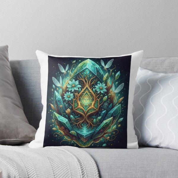 Item preview, Emerald Forest Gem" - Mystical Crystal Tree of Life with Spirit Fairies - Fantasy Nature Art designed and sold by MonaRose_Art.