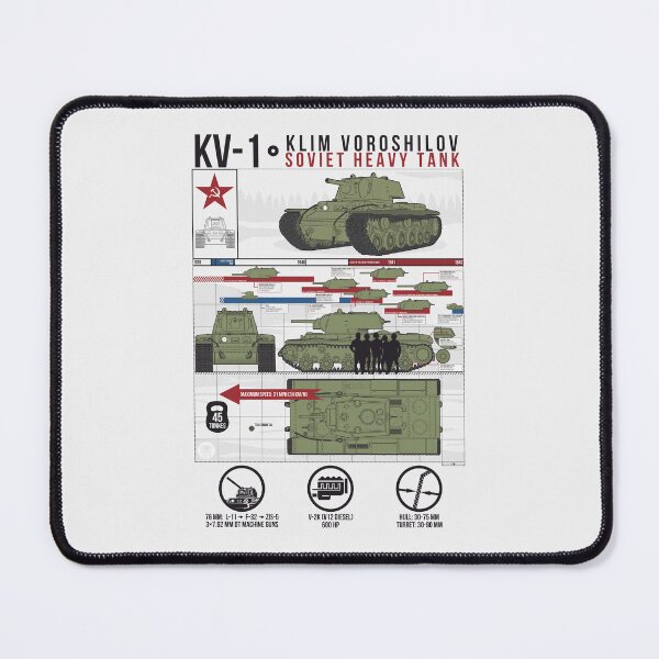 Item preview, Winter KV-1 Tank Infographic - Light Grey Technical Blueprint with Turret Evolution designed and sold by FAawRay.