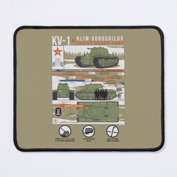 Item preview, Dark KV-1 Tank Infographic - Olive-Grey Military Blueprint with Turret Timeline designed and sold by FAawRay.