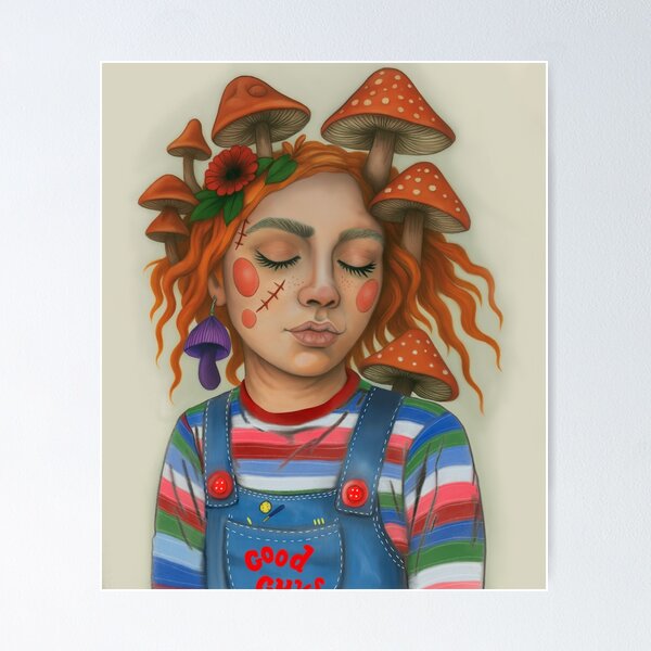 Item preview, Good Guys Inspired Mushroom Girl – Retro Fantasy Whimsical cottagecore  designed and sold by DzurDesigns .