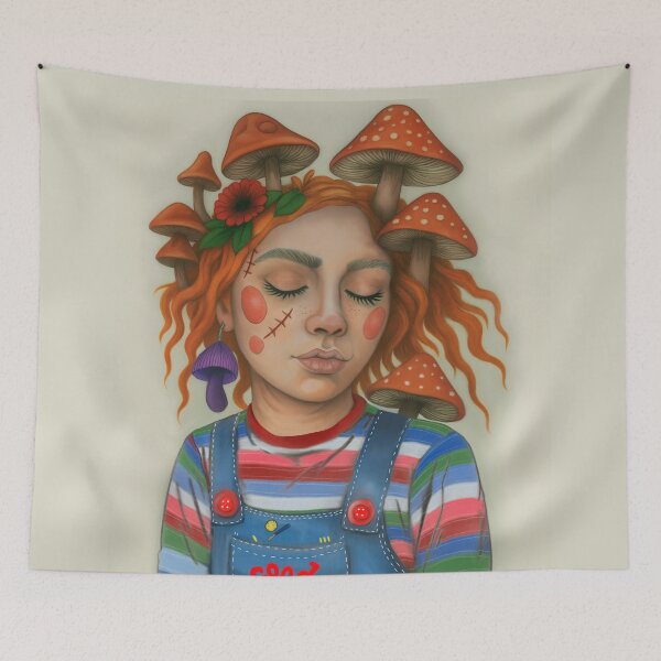Item preview, Good Guys Inspired Mushroom Girl – Retro Fantasy Whimsical cottagecore  designed and sold by DzurDesigns .