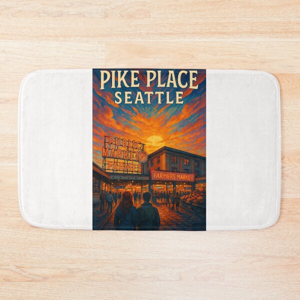 Item preview, Pike Place Seattle – Public Market at Sunset designed and sold by Places On Earth.