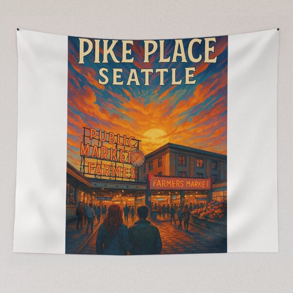 Item preview, Pike Place Seattle – Public Market at Sunset designed and sold by Places On Earth.