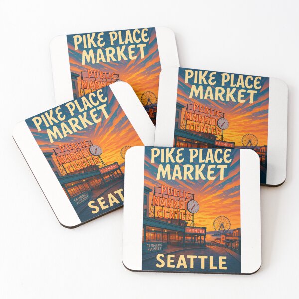 Item preview, Pike Place Market Seattle – Waterfront Sunset and Ferris Wheel designed and sold by Places On Earth.