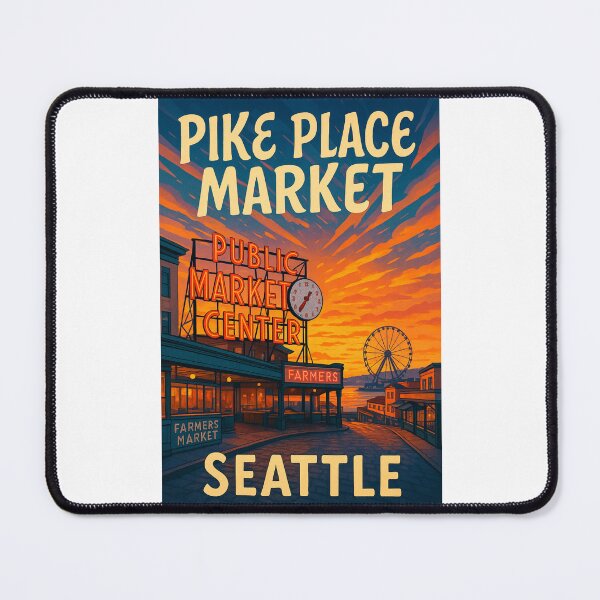 Item preview, Pike Place Market Seattle – Waterfront Sunset and Ferris Wheel designed and sold by Places On Earth.