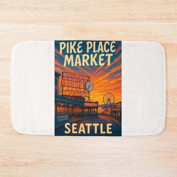 Item preview, Pike Place Market Seattle – Waterfront Sunset and Ferris Wheel designed and sold by Places On Earth.