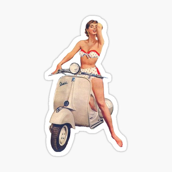 Vespa Girl Pin-Up Sticker