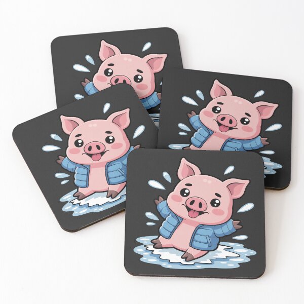 Item preview, Chibi Pig Slipping on Ice | Funny Cute Kawaii Winter Art designed and sold by ColorSplash123.
