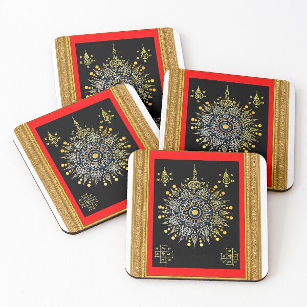 Item preview, Mystical Thai Yantra Painting | Attraction, Good Fortune, Protection & Business Success Wall Art with Elegant Baroque Frame designed and sold by kaka8888.