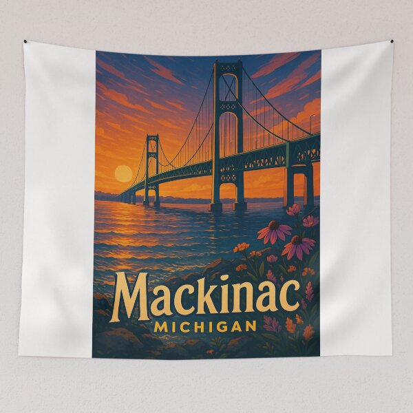 Item preview, Mackinac Michigan – Mackinac Bridge Sunset View designed and sold by Places On Earth.