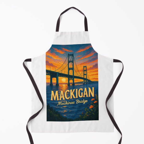 Item preview, Mackinac Bridge Michigan – Sunset Over the Straits designed and sold by Places On Earth.