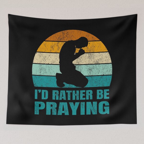 Item preview, I’d Rather Be Praying | Christian Retro Sunset Design | Faith Lifestyle Tee designed and sold by Geezo101.