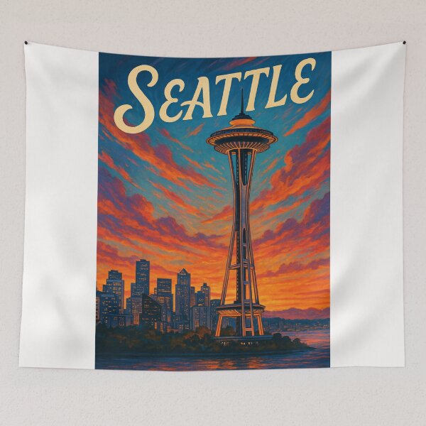 Item preview, Seattle Washington – Space Needle Skyline at Dusk designed and sold by Places On Earth.