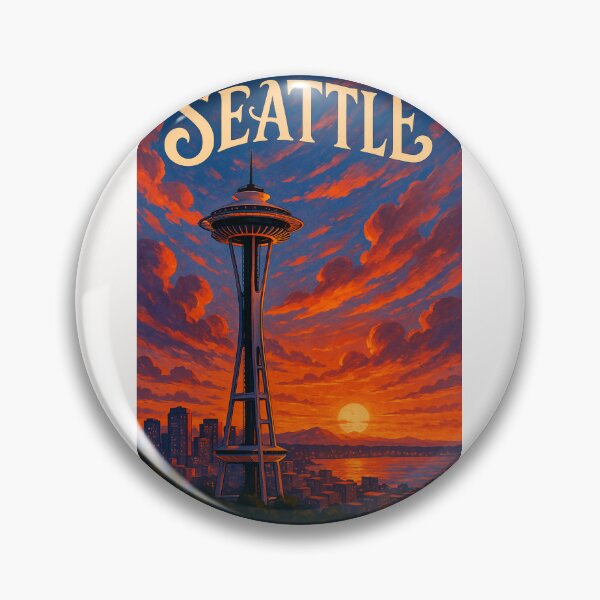 Item preview, Seattle Skyline – Sunset Behind the Space Needle designed and sold by Places On Earth.