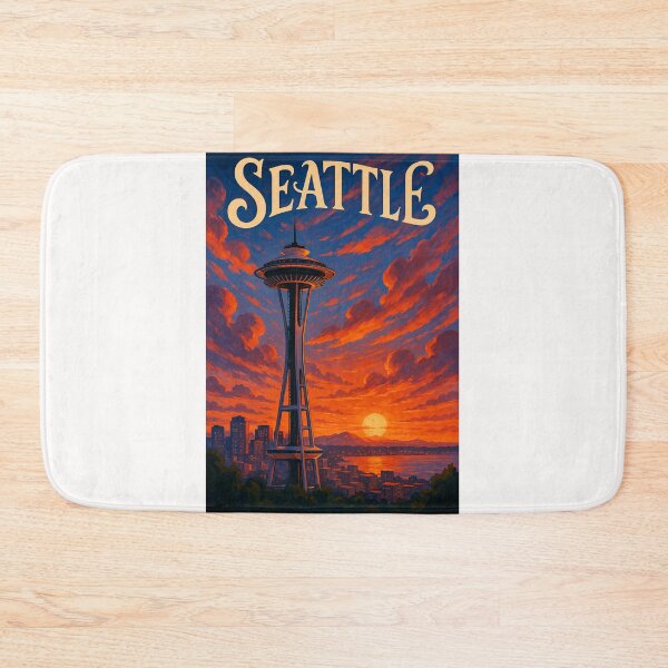 Item preview, Seattle Skyline – Sunset Behind the Space Needle designed and sold by Places On Earth.