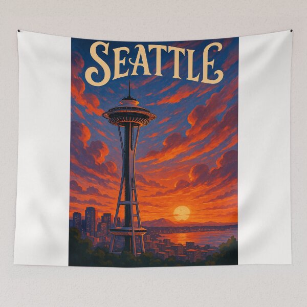 Item preview, Seattle Skyline – Sunset Behind the Space Needle designed and sold by Places On Earth.