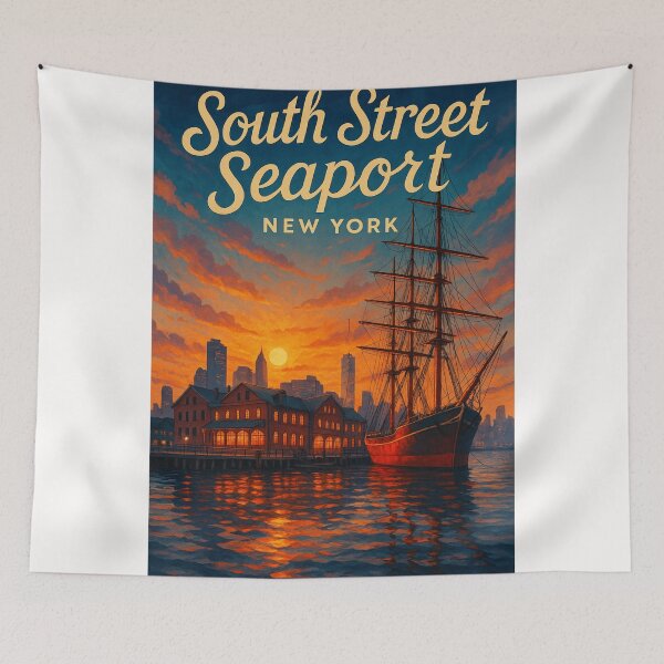 Item preview, South Street Seaport New York – Pier 17 and Sunset Reflections designed and sold by Places On Earth.