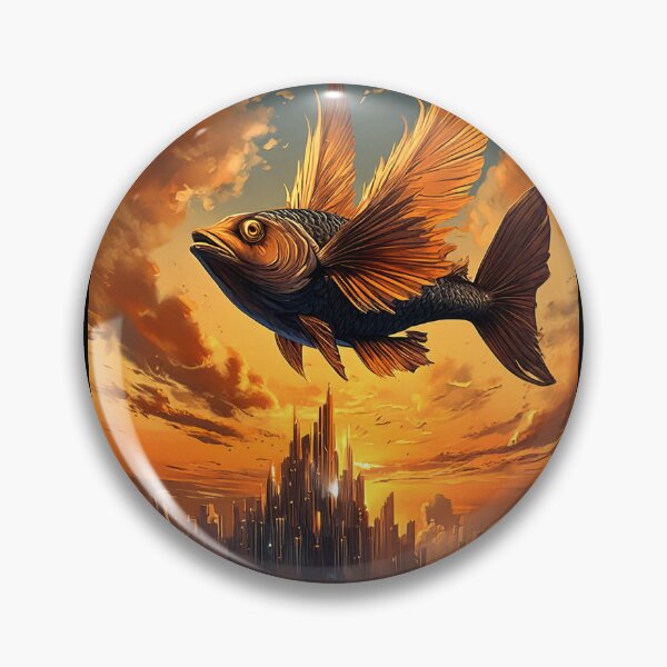 Item preview, Flying Fish Over Futuristic Cityscape designed and sold by SuRReal3D.