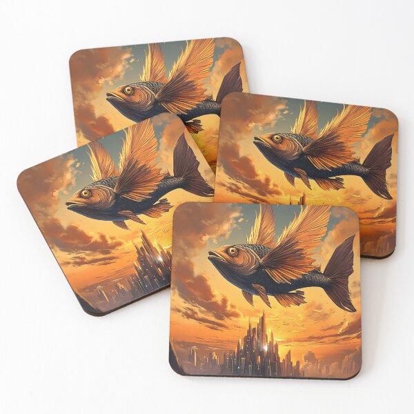 Item preview, Flying Fish Over Futuristic Cityscape designed and sold by SuRReal3D.