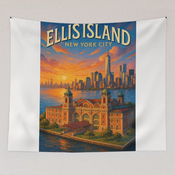 Item preview, Ellis Island New York City – Historic Landmark at Dusk designed and sold by Places On Earth.